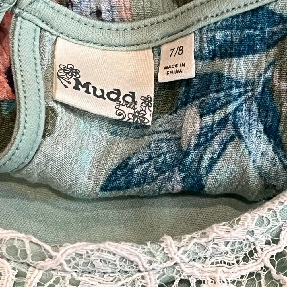 Mudd Floral Dress Lace Trim Sleeveless Casual Summer Dress Girls Size 7/8‎